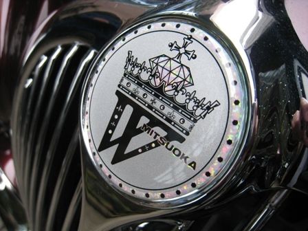 エンブレムは光の当たり方や見る角度によって多彩な輝きを放つ