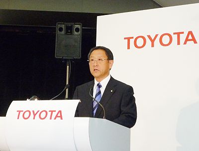 会見する豊田社長