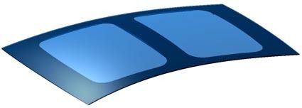 樹脂製としては世界最大面積を実現しながら、ガラスに比べて4割の軽量化を果たしたパノラマルーフ(写真はプリウスα向け)