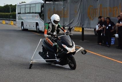 二輪車用ABSのデモンストレーションも行われた