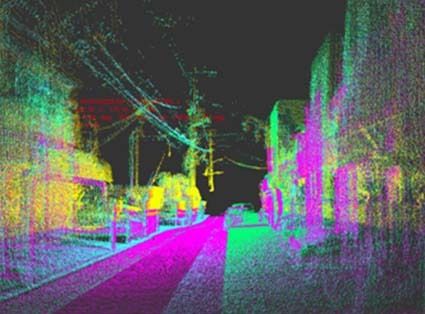 LiDARシステムで収集した3次元点群地図データ