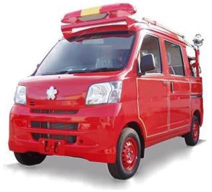 損保協、広島県三原市など計4カ所の消防団に小型動力ポンプ付き軽消防自動車を1台ずつ寄贈