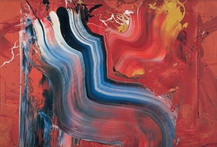 仏側が熱心に出展を要請。日本の抽象画家である白髪一雄の《観音普陀落浄土》1972年