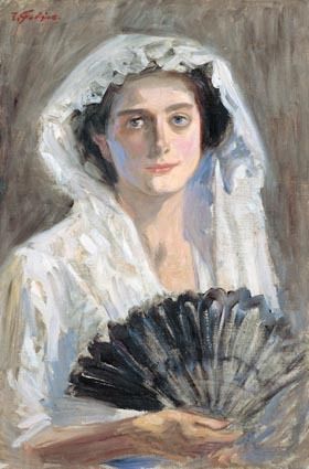 晩年、藤島武二は正二郎を信頼して最後まで手元に置いていた15作品を「引き取って下さい」と託す。《黒扇》1908~09年