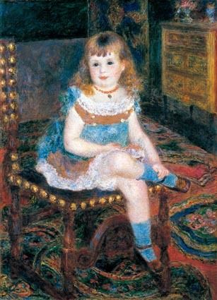 コレクションの中で人気の印象派作品で、今回の展覧会がパリ凱旋デビューになる。ピエール=オーギュスト・ルノワール《すわるジョルジェット・シャルパンティエ嬢》1876年