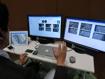 大型免許を保有しているSBドライブの社員が遠隔で自動運転バスの車内外を監視