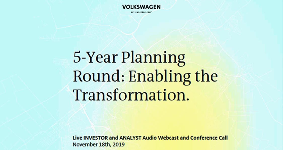 写真2 11月18日ドイツVW本社で行われた投資家説明会 ディース社長自ら5年の中長期戦略・戦術を数字で説明(オンライン中継もあり)