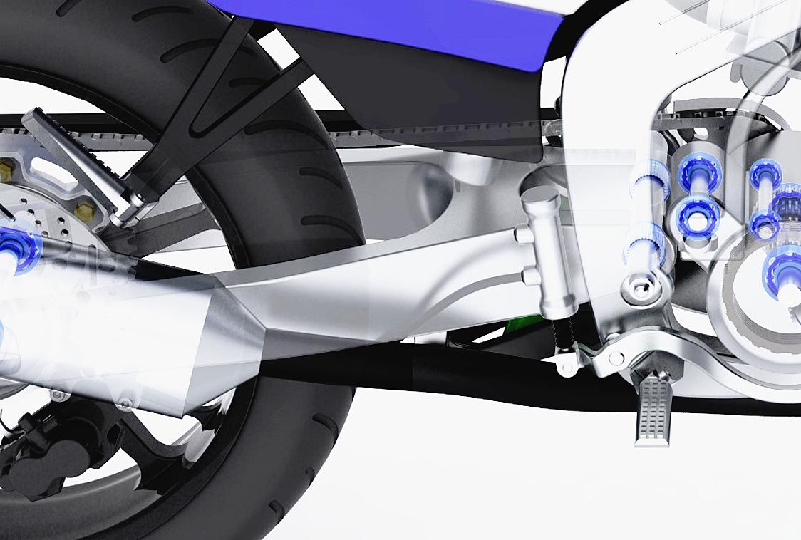 二輪車のスイングアームには複数個を使用する