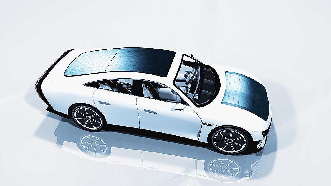 Cu2O/Siタンデム型太陽電池の車載イメージ