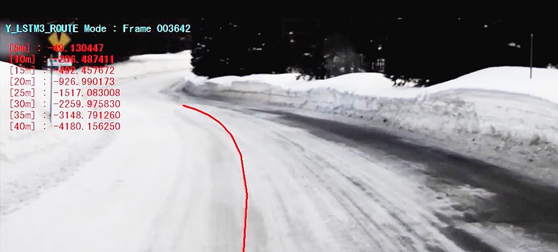 白線が認識できない雪上でのハンズオフ走行も研究している