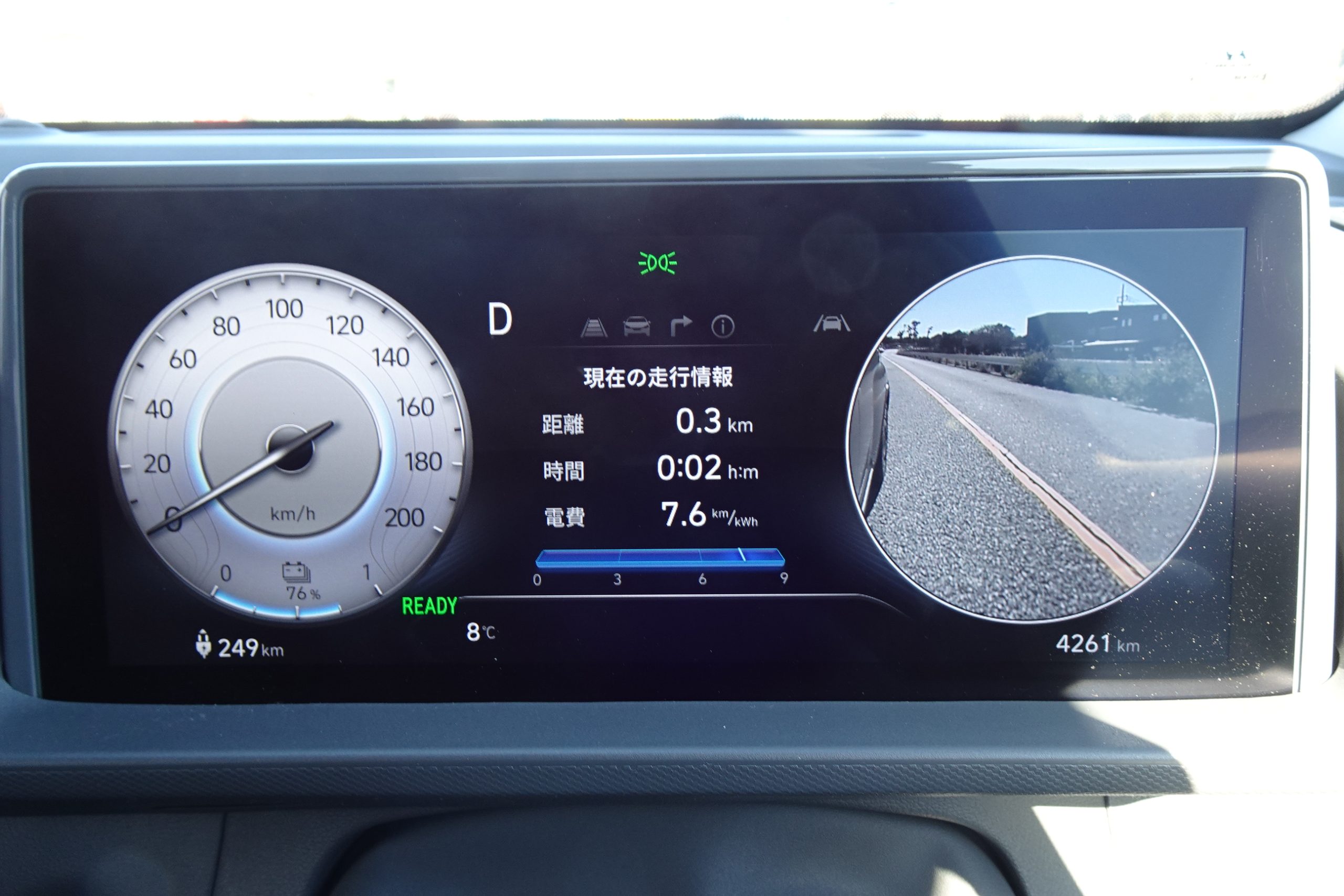 ウインカーに連動して死角の映像をモニターに映す機能も搭載(インスタークロス)